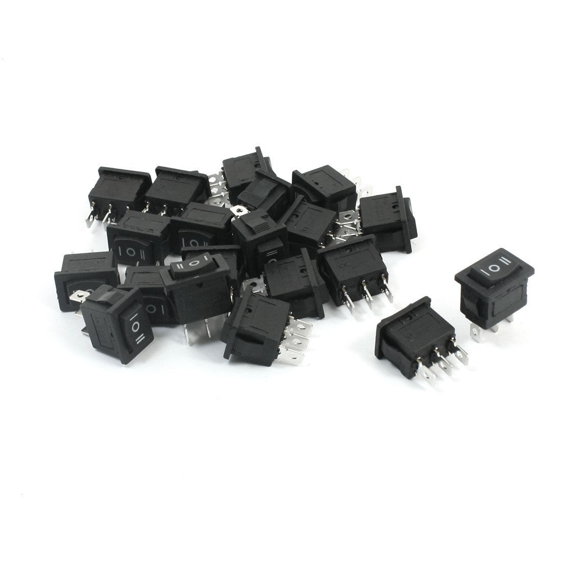 20Pcs Black AC 250V/6A 125V/10A 3 Position Locking SPDT Rocker Switch KCD1