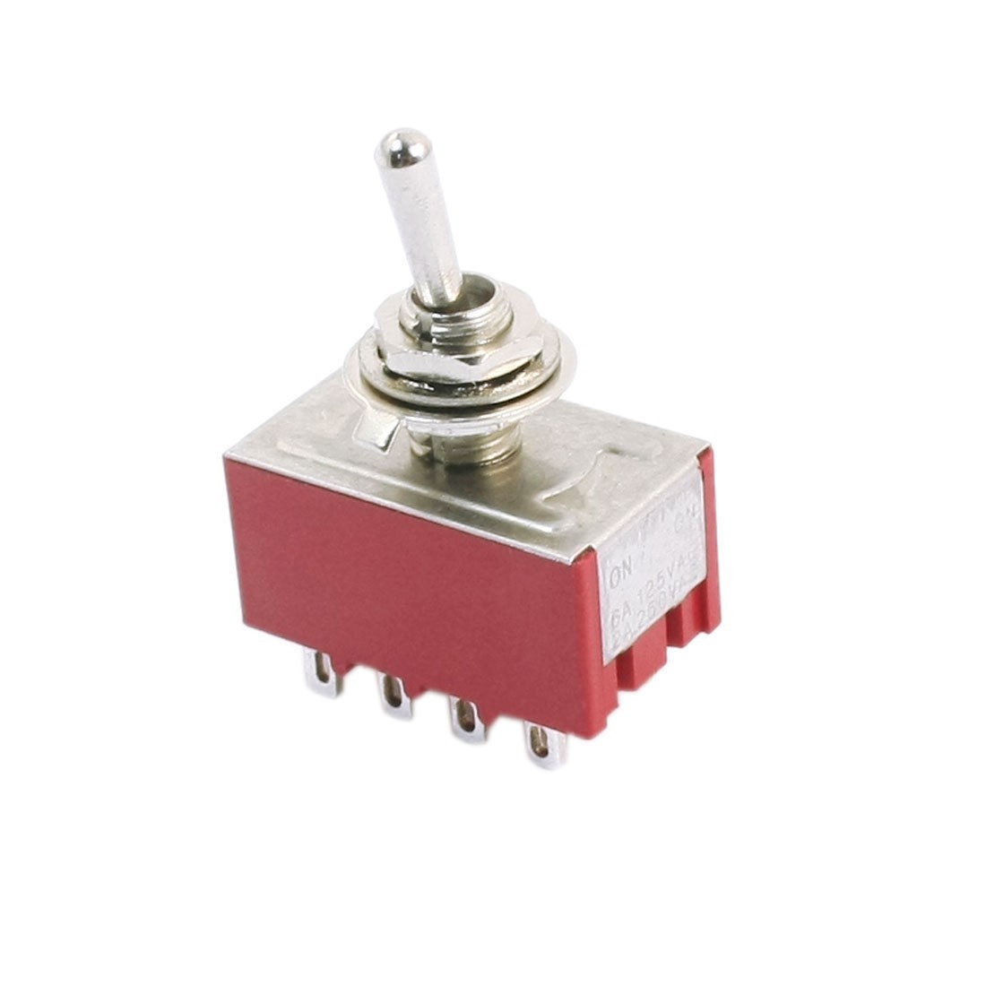 6mm Panel Cutout Dia 2 Positions 4PDT Toggle Switch AC125V/6A 250V/ 2A