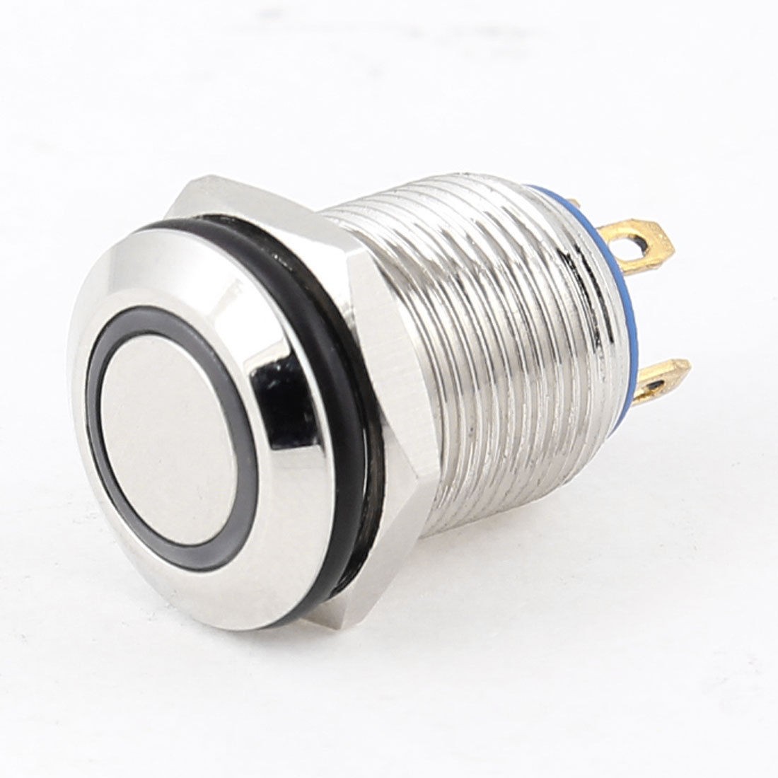 DC 12V Blue LED Light 12mm Threaded Momentary Push Button Switch SPST