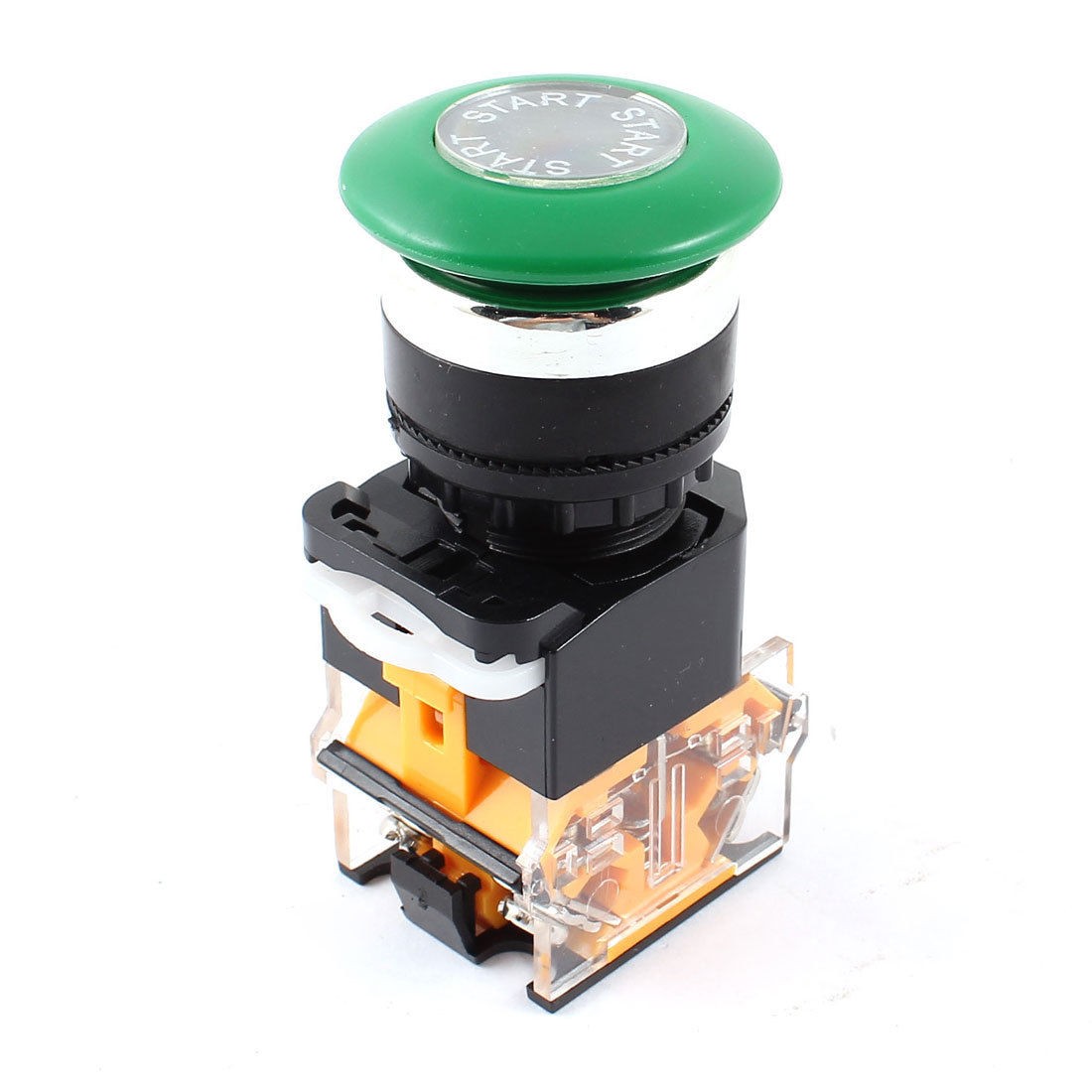 AC 660V 10A DPST Green Mushroom Cap 4 Terminal Momentary Emergency Stop Switch