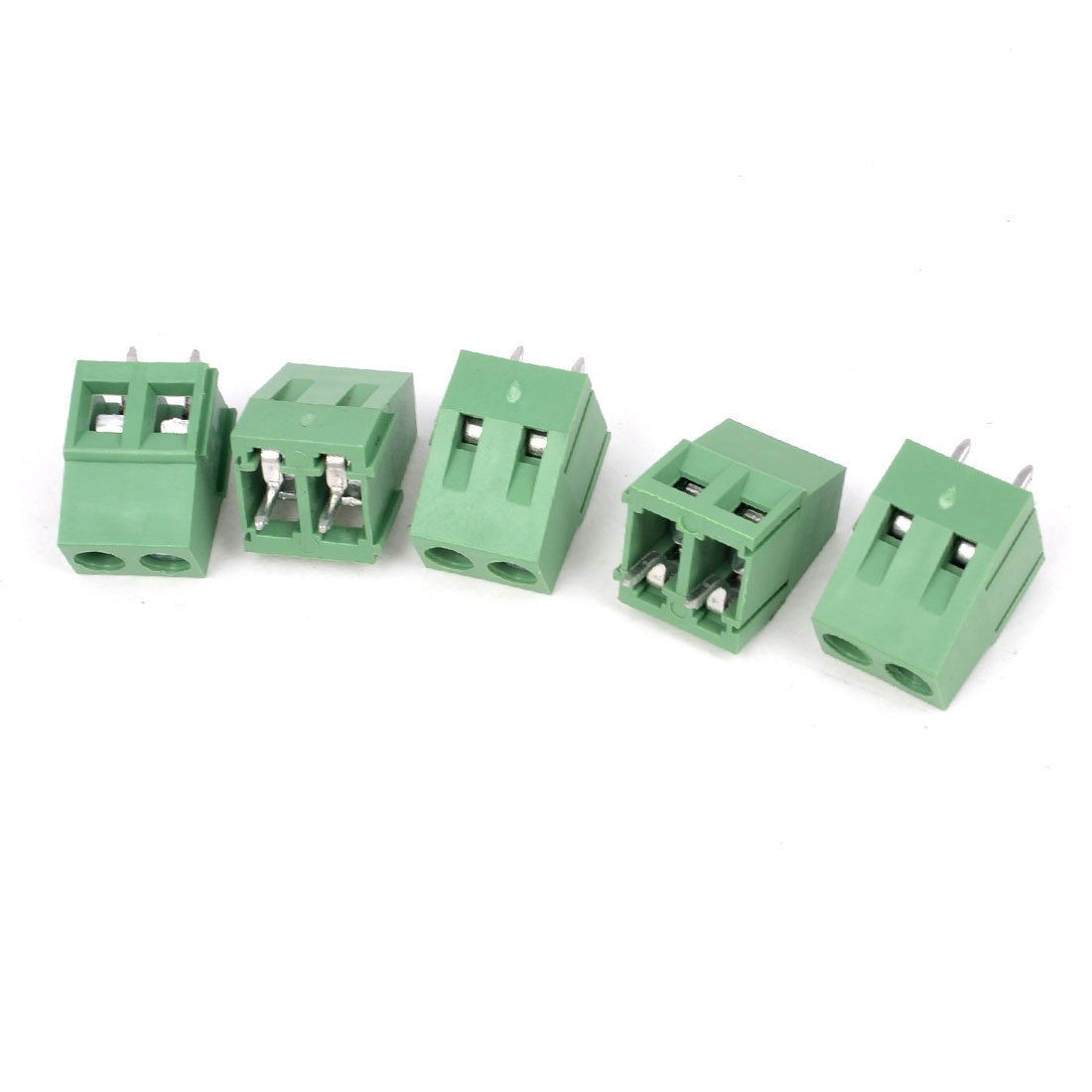 5 Pcs 300V 10A 2P Pin PCB Screw Terminal Block Connector 5mm Pitch Green