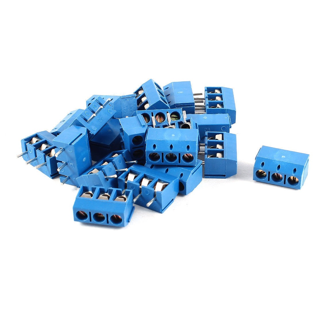 20 Pcs 3pin 5mm Pitch PCB Screw Terminal Block Connector 300V 16A AWG14 22 Blue