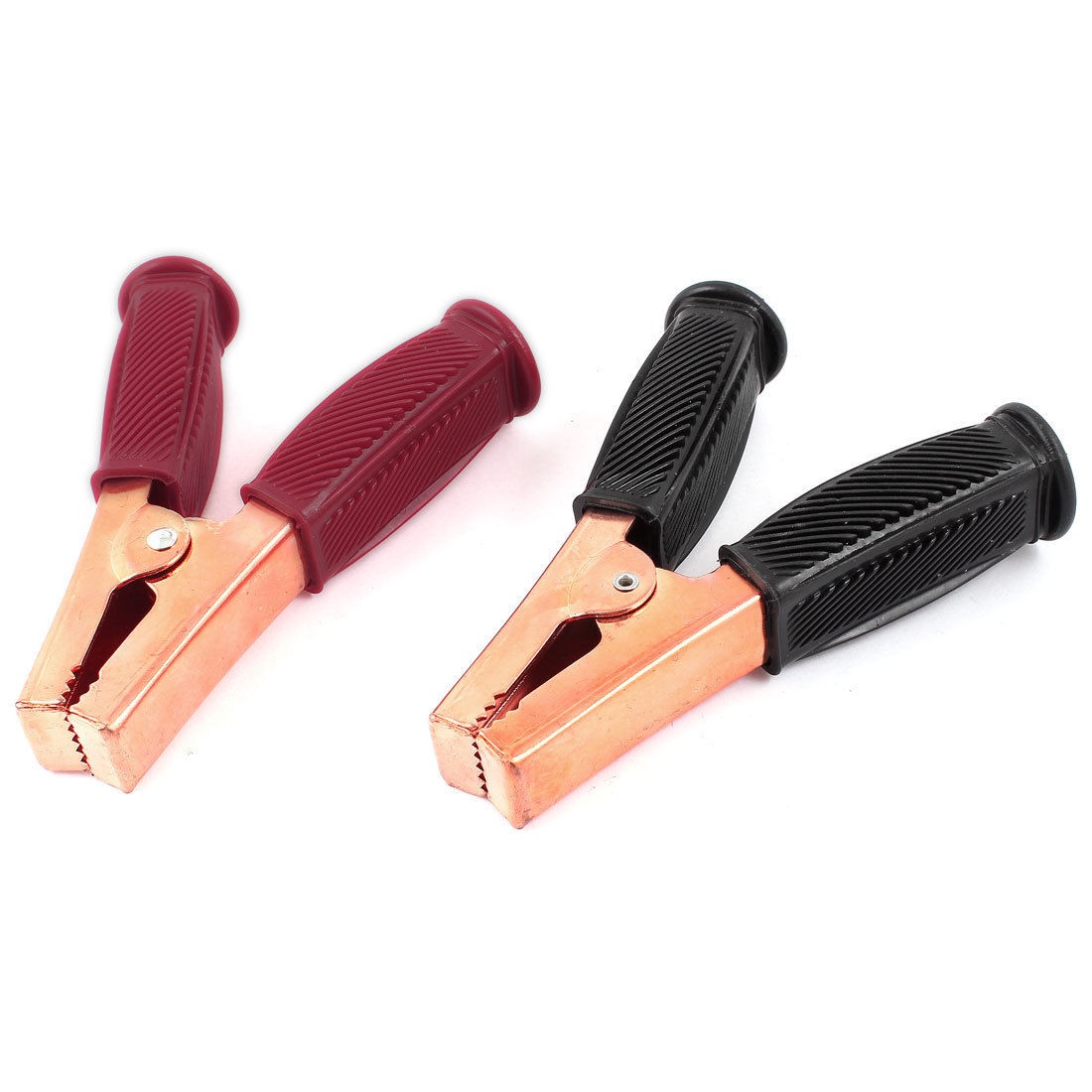 2pcs Red Black Plastic Handle Insulated Alligator ClipsClamp 100A