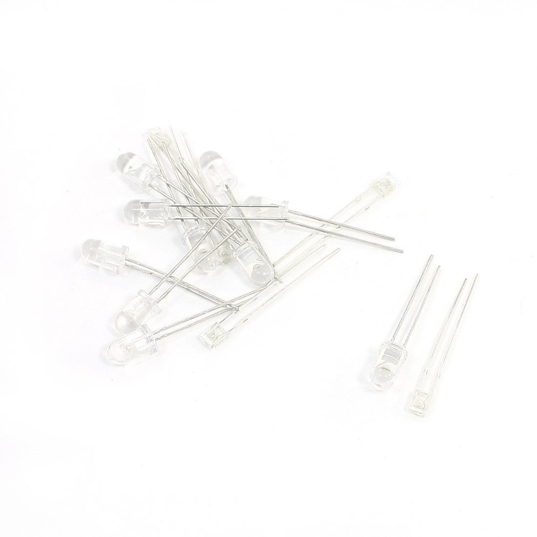 10 pcs 2 Pin Terminals Round Head Superbright White LED Light Diodes