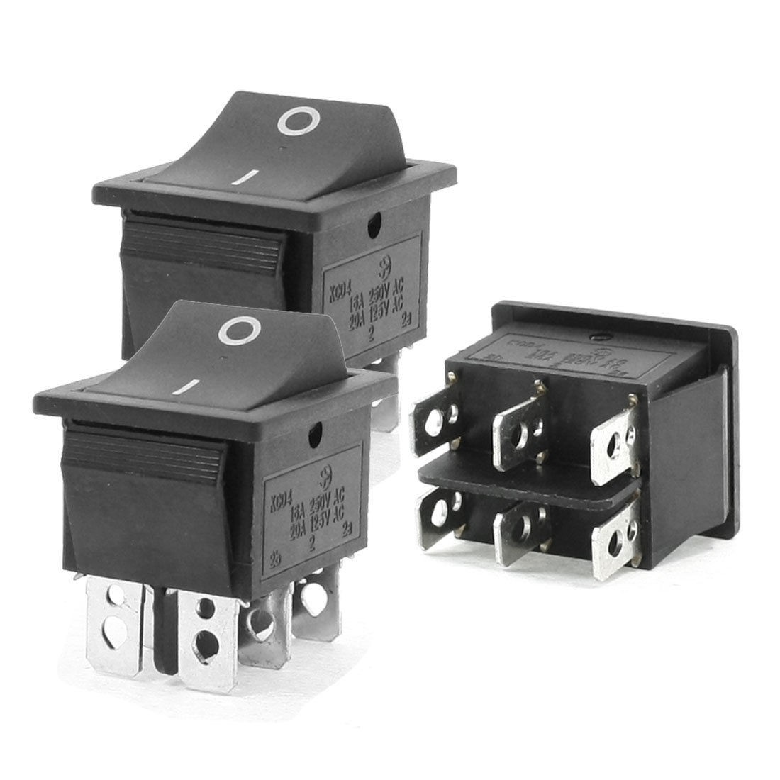 3 Pcs I/O ON/OFF DPDT 6-Terminals Boat Rocker Switch 16A 250VAC 20A 125VAC