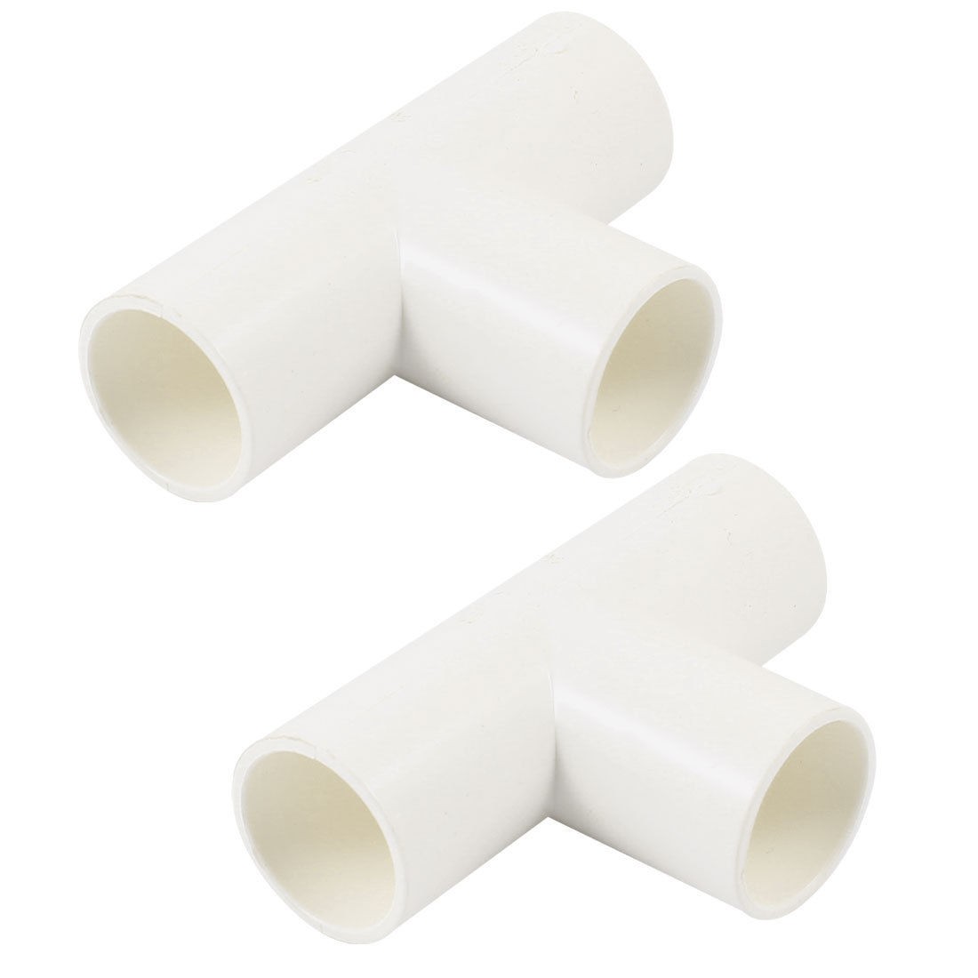 2 Pcs T Type 3 Way White PVC 20mm Inner Dia Wire Pipe Fitting Connector