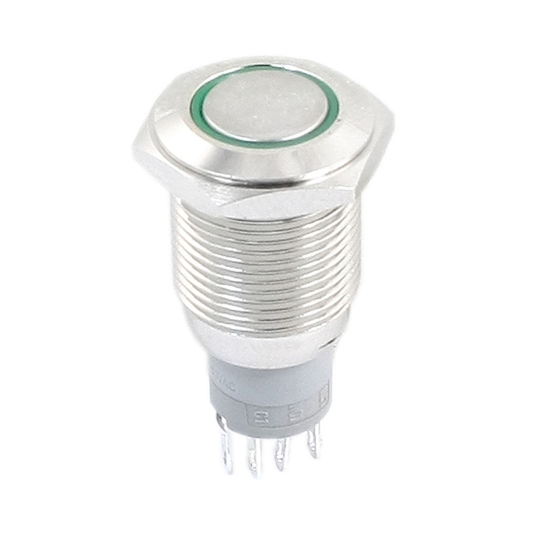 DC 12V Green LED Angel Eye SPDT 1NO 1NC Latching Metal Pushbutton Switch 16mm
