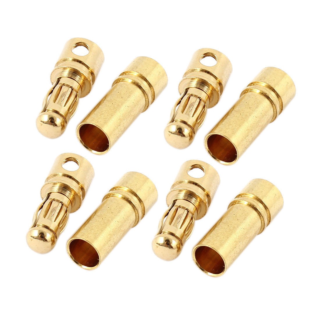 4 Pairs 3.5mm Gold Tone Metal RC Battery Bullet Banana Connector Plug
