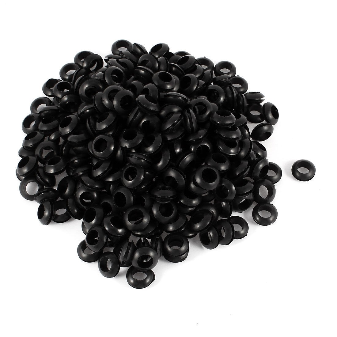 300pcs 10mm x 16mm Black Rubber Wiring Grommets Ring Cable Protector