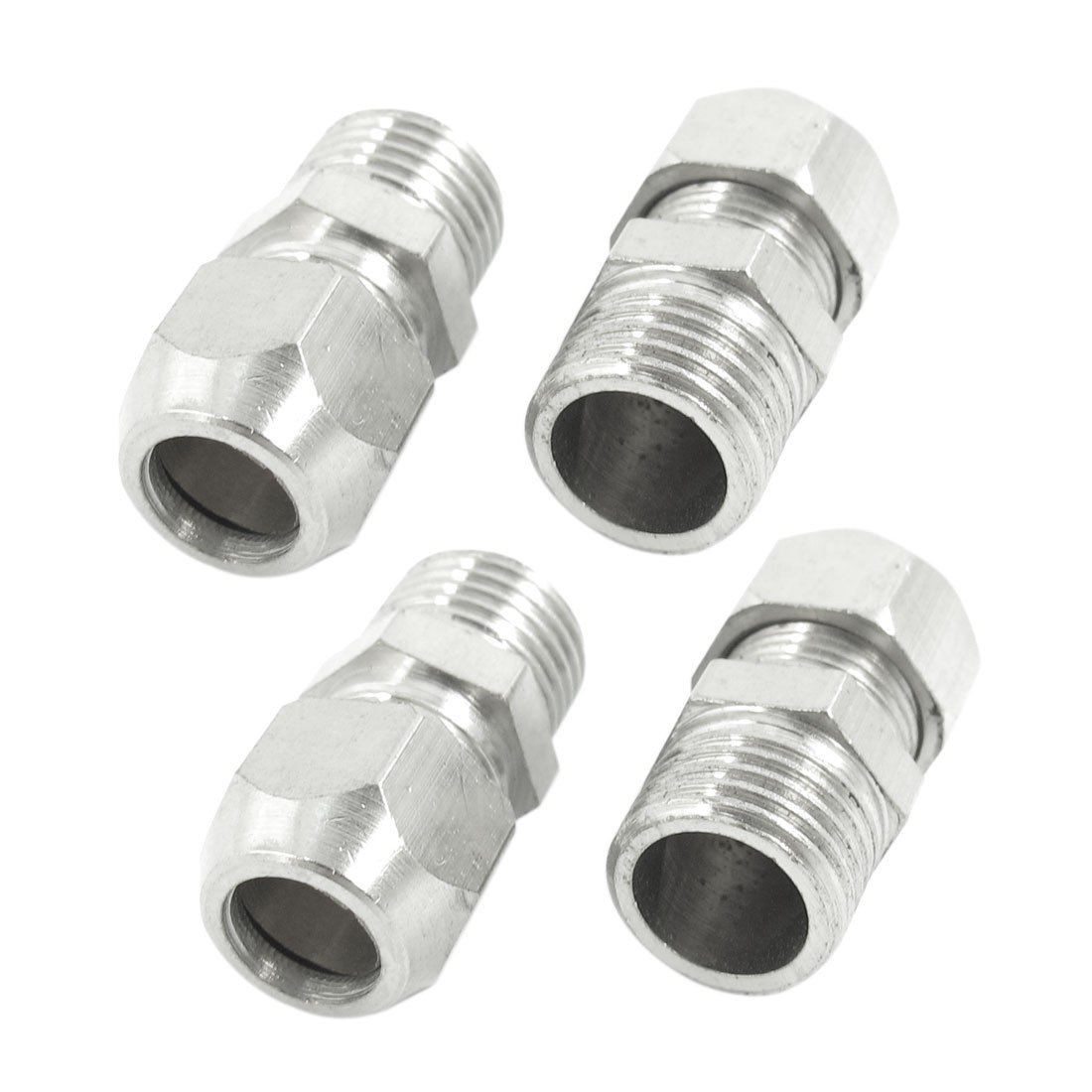 4 Pcs 1 4PT Male Thread 8mm Tube Dia Pipe Connector Adapter Joint
