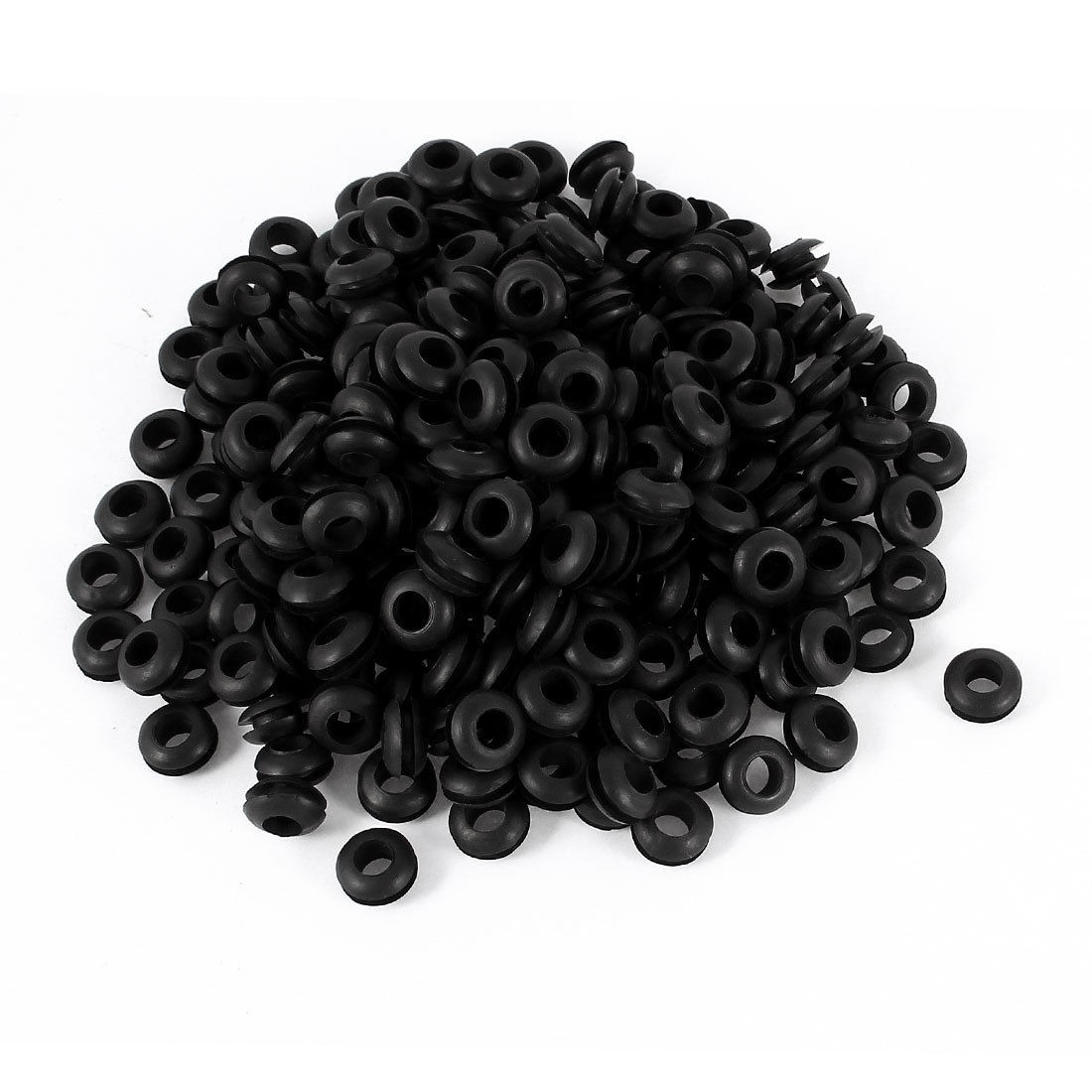 300pcs 6mm x 12mm Black Rubber Wiring Grommets Ring Cable Protector
