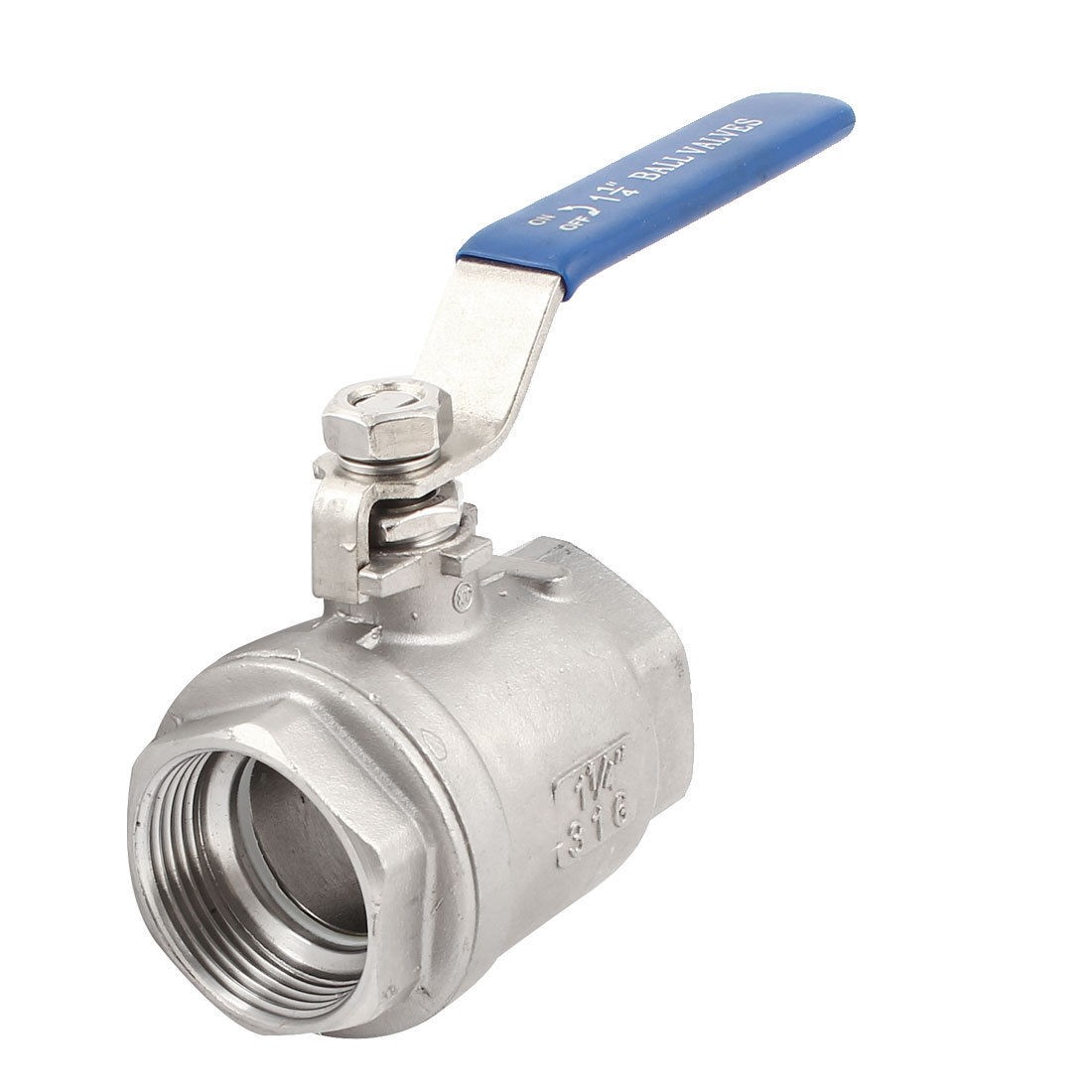 1 1/4PT Female Thread Rotary Handle Stainless Steel Straight 2pcs Ball Valve