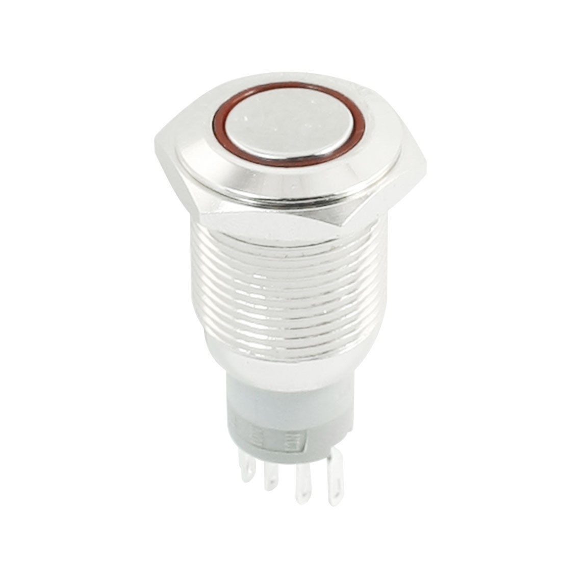 DC12V Red Indicative LED SPDT 16mm Panel Mount Locking Metal Push Button Switch