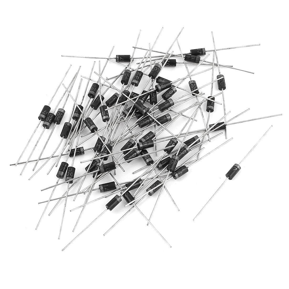 50PCS Molded Plastic Case 1200V 1A Single Phase Polarized Rectifier Diodes