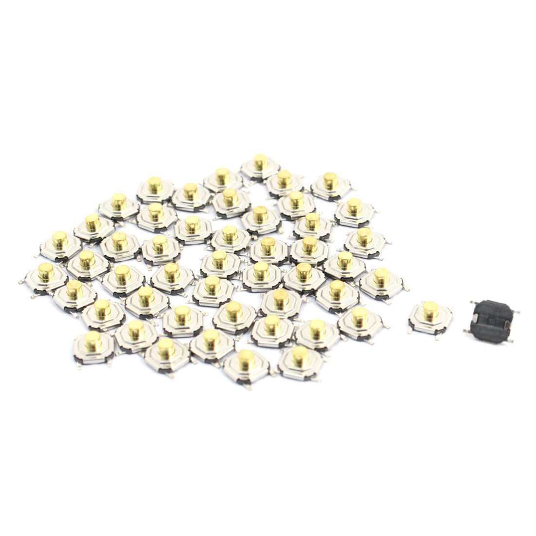 50pcs SMT Momentary Action 4 Pins Terminals Tactile Switches 4x4x2.5mm