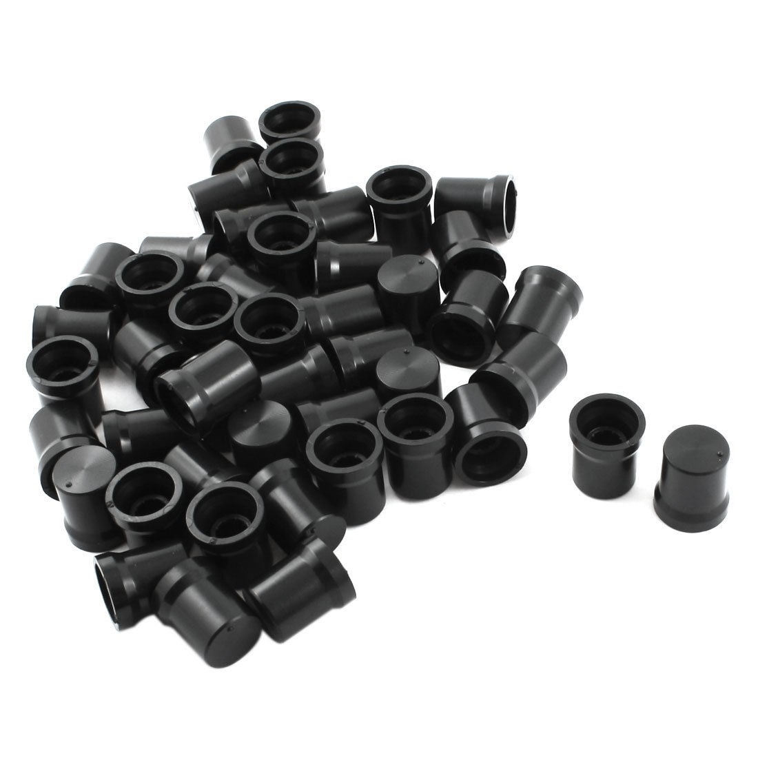 47pcs 6mm Knurled Shaft Black Top Taper Volume Knob Cap for Potentiometer Pot