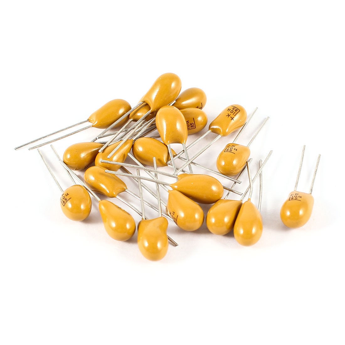 20PCS 10uF 35V 2 Pin Yellow Radial Dipped Tantalum Bead Capacitors