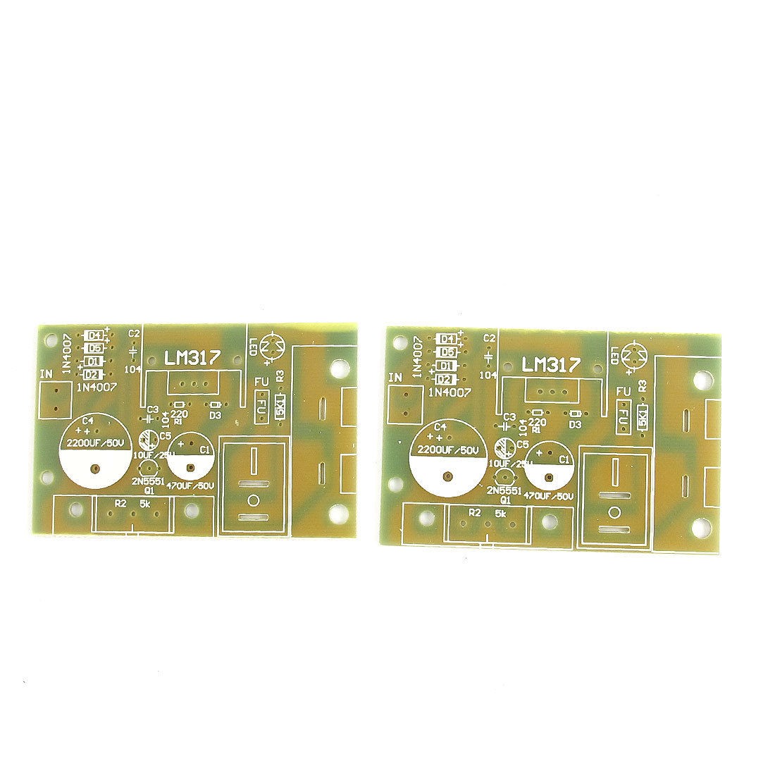 70mm x 46mm LM317 Voltage Regulator Power Supply PCB Blank Board 2 Pcs