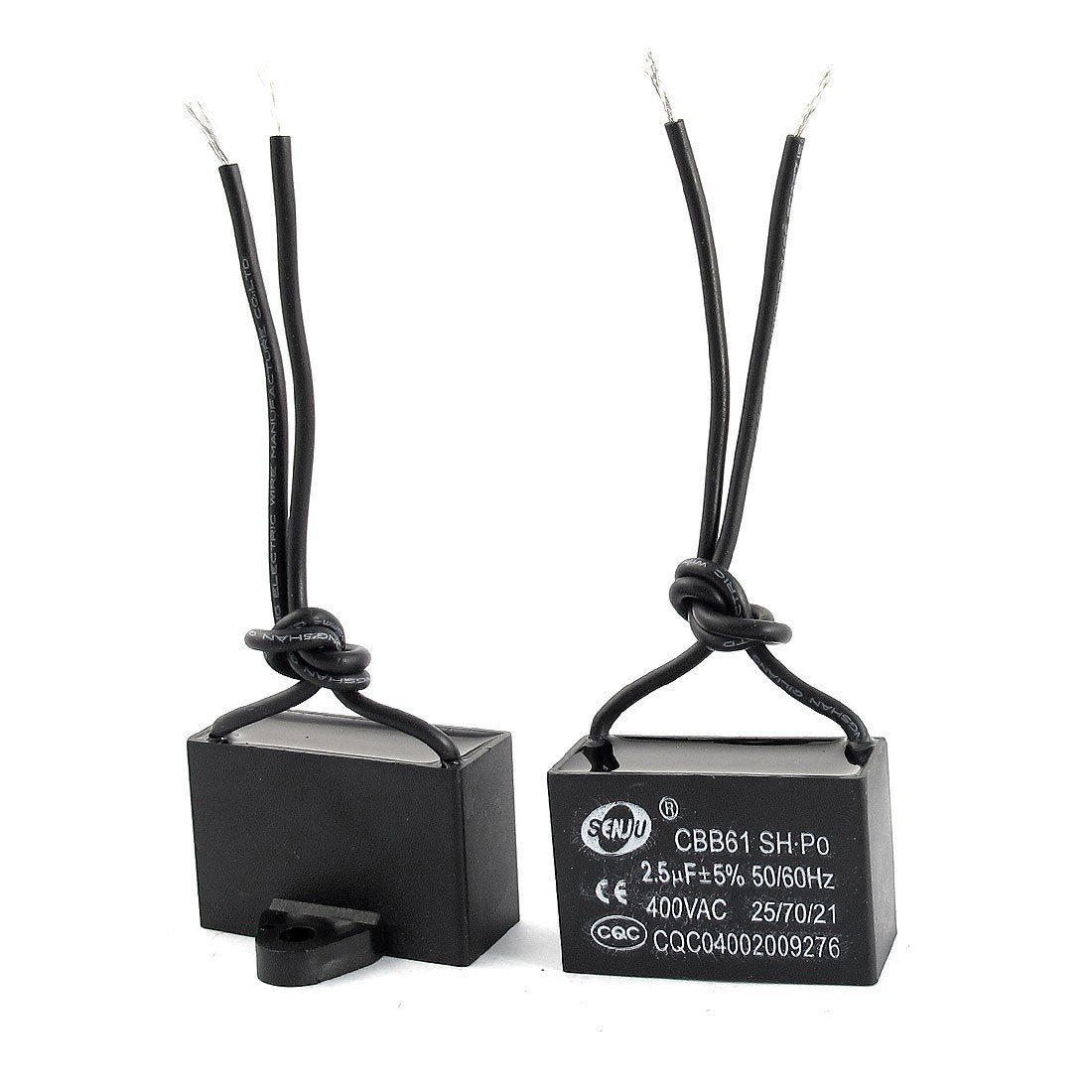 Black Polypropylene Film Motor Run Capacitor 2.5uF AC 400V CBB61 2pcs
