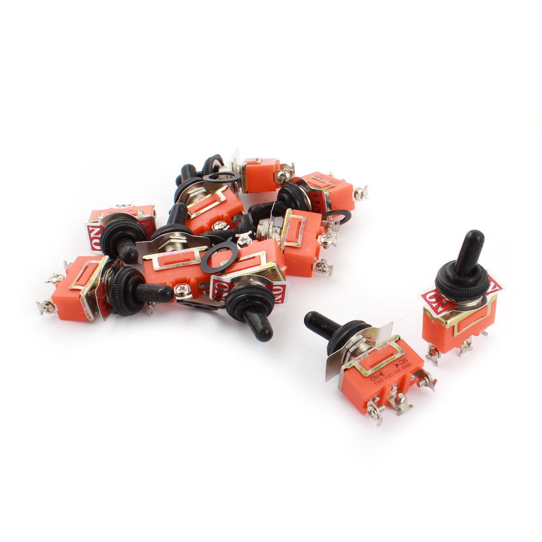 10Pcs AC 250V 15A SPDT 2 Position Self Locking Toggle Switch w Rocker Cover