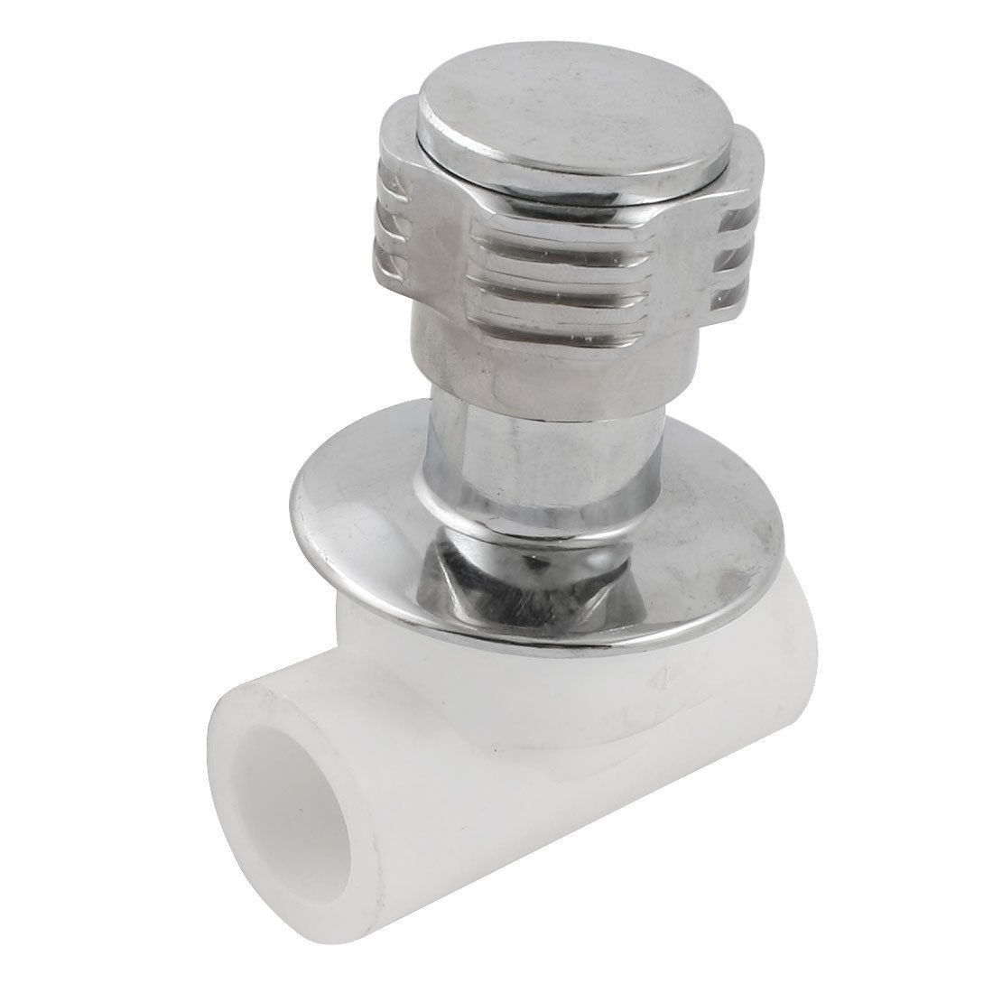 White Silver Tone Rotatable Handle Water Concealed Stop Valve 24mm x 24mm