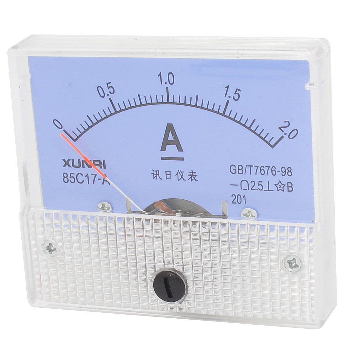 Class 2.5 DC 0-2A Clear Rectangle Mounting Pointer Analog Ammeter 85C17-A