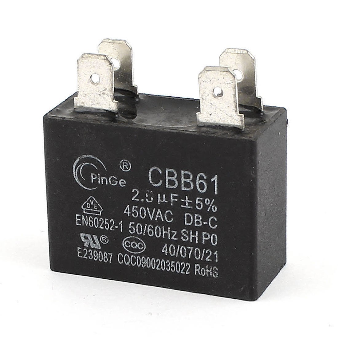 CBB61 AC 450V 2.5uF 2-Pin Polypropylene Film Water Heater Motor Capacitor