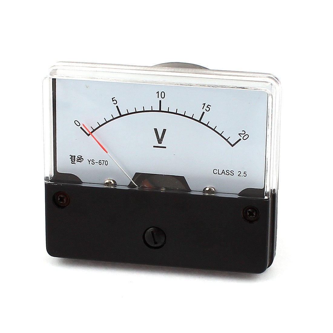 Rectangle Plastic Panel Gauge Analog Voltmeter DC 20V 2.5 Class for Lab