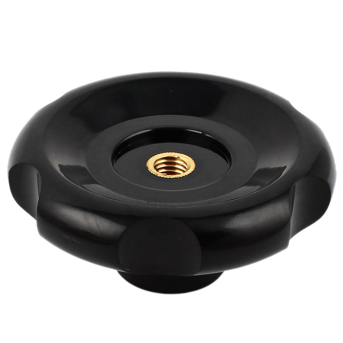 M10 100mm Diameter Brass Insert Clamping Plastic Corrugated Knob Black