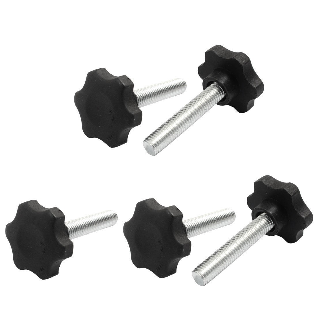 5pcs Black Plastic 40mm Head Diameter Star Clamping Knobs M10 x 50mm