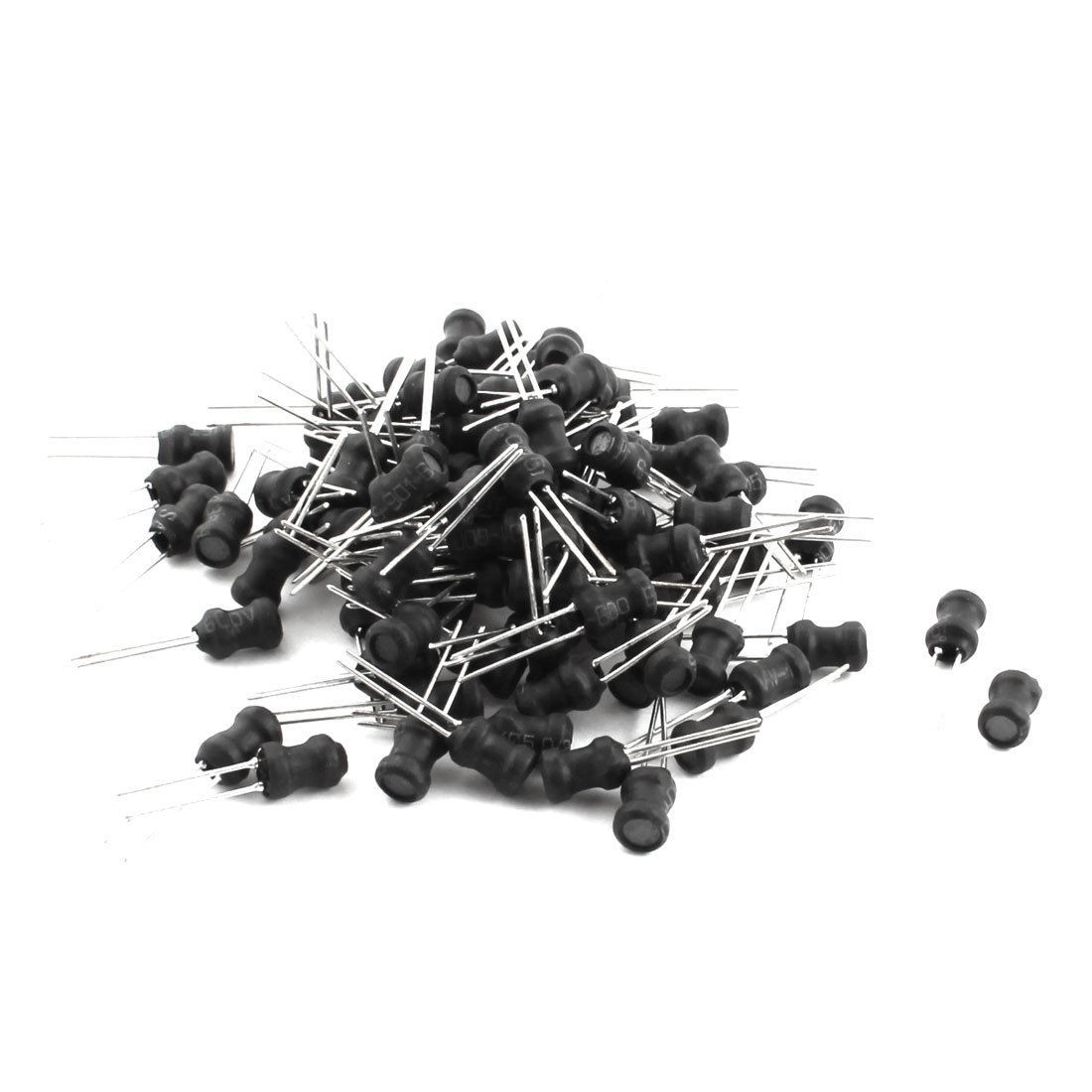100Pcs 10UH 1A 10% Radial Leaded Magnetic Core Inductors Black 5x7mm
