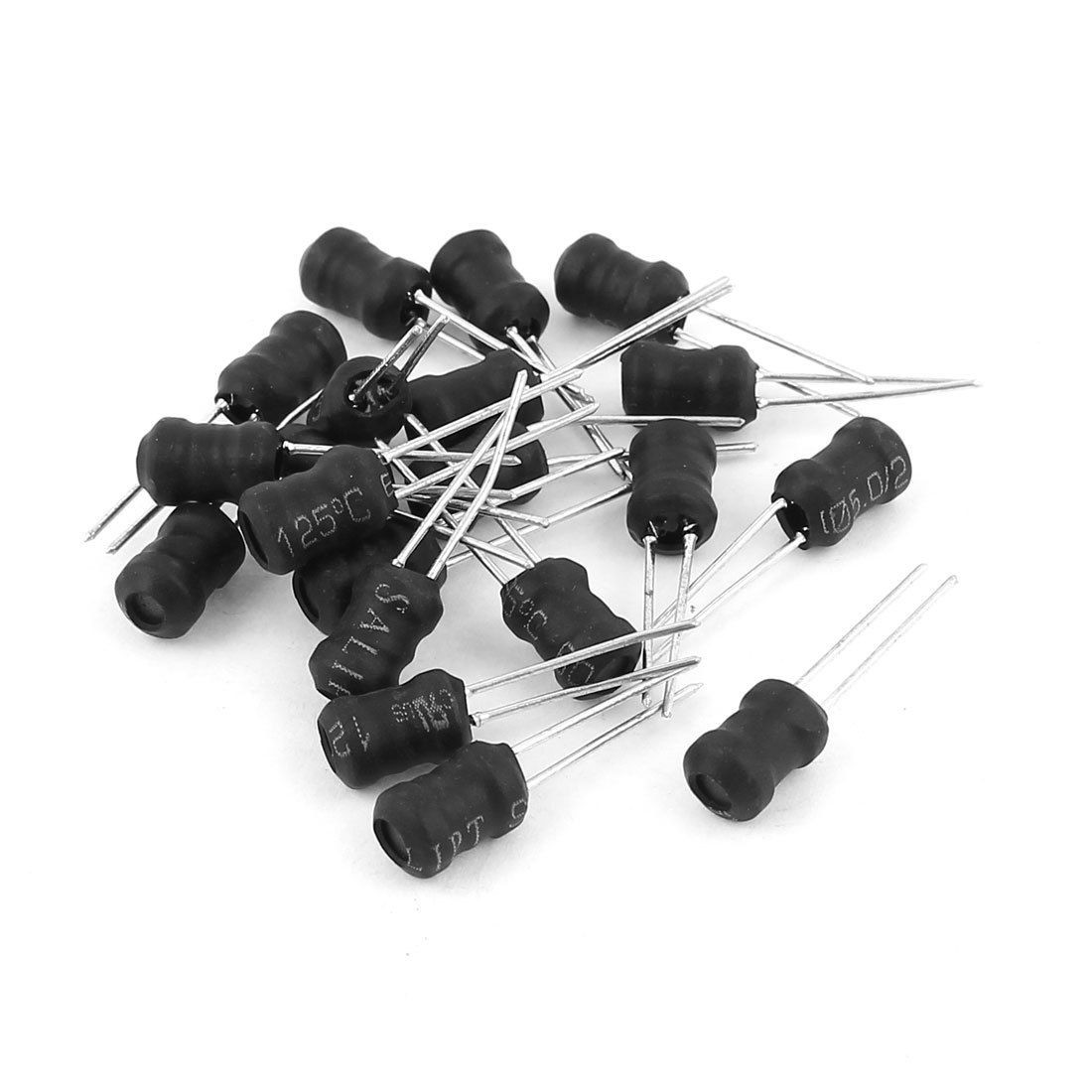20Pcs 220uH 430mA 5x7mm 10% Tolerance Shielded Radial Lead Inductor Black