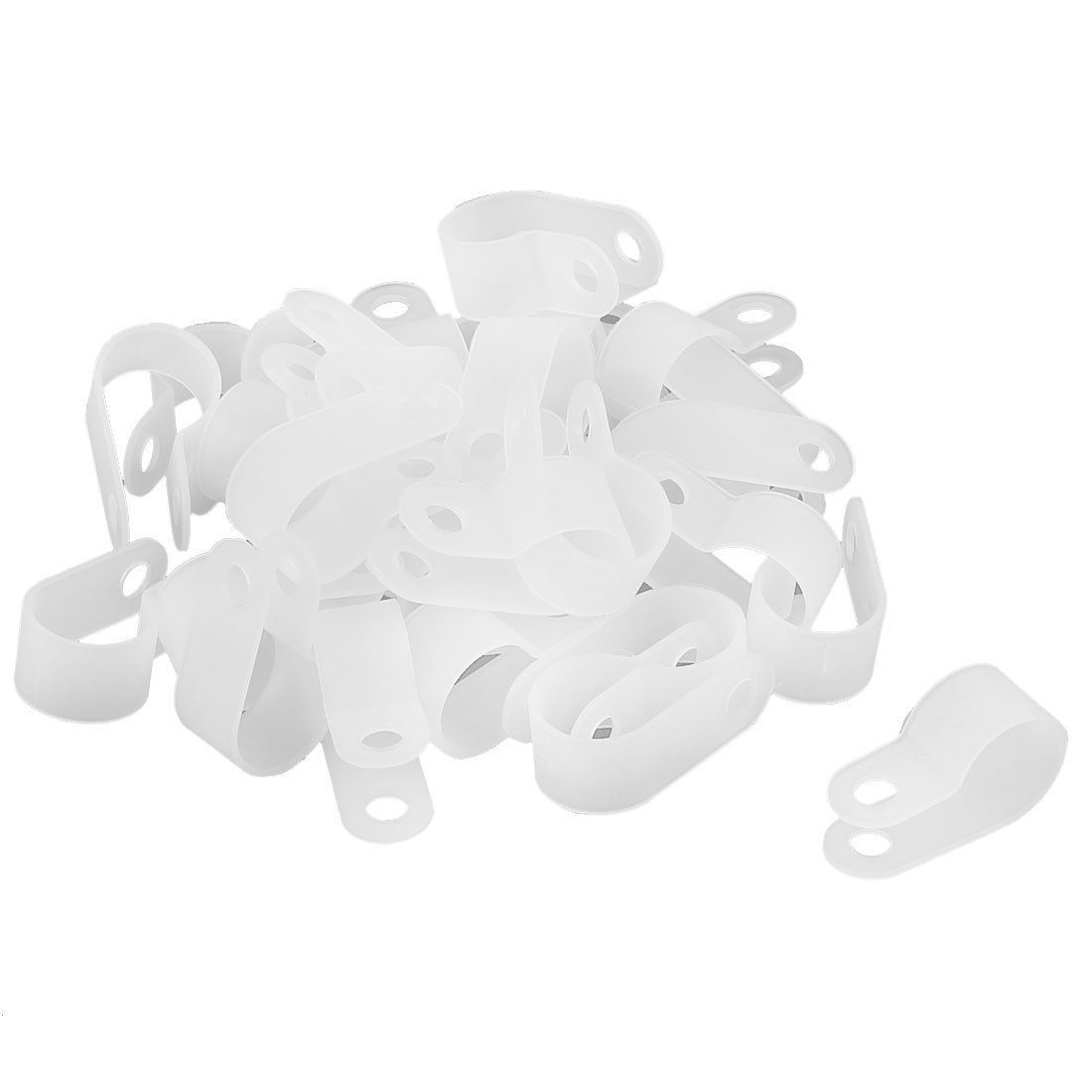 30pcs White Plastic 10.4mm Diameter Electric Wire Cable Clips Organizer