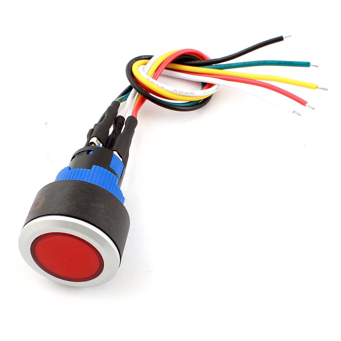 DC12V 20mm Thread SPDT Self-Locking Red Lamp Metal Adapter Push Button Switch