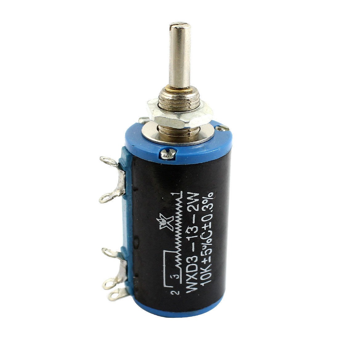 4mm Dia Shaft 2W 10K Ohm Cylinder Shaped Multiturn Wire Wound Potentiometer