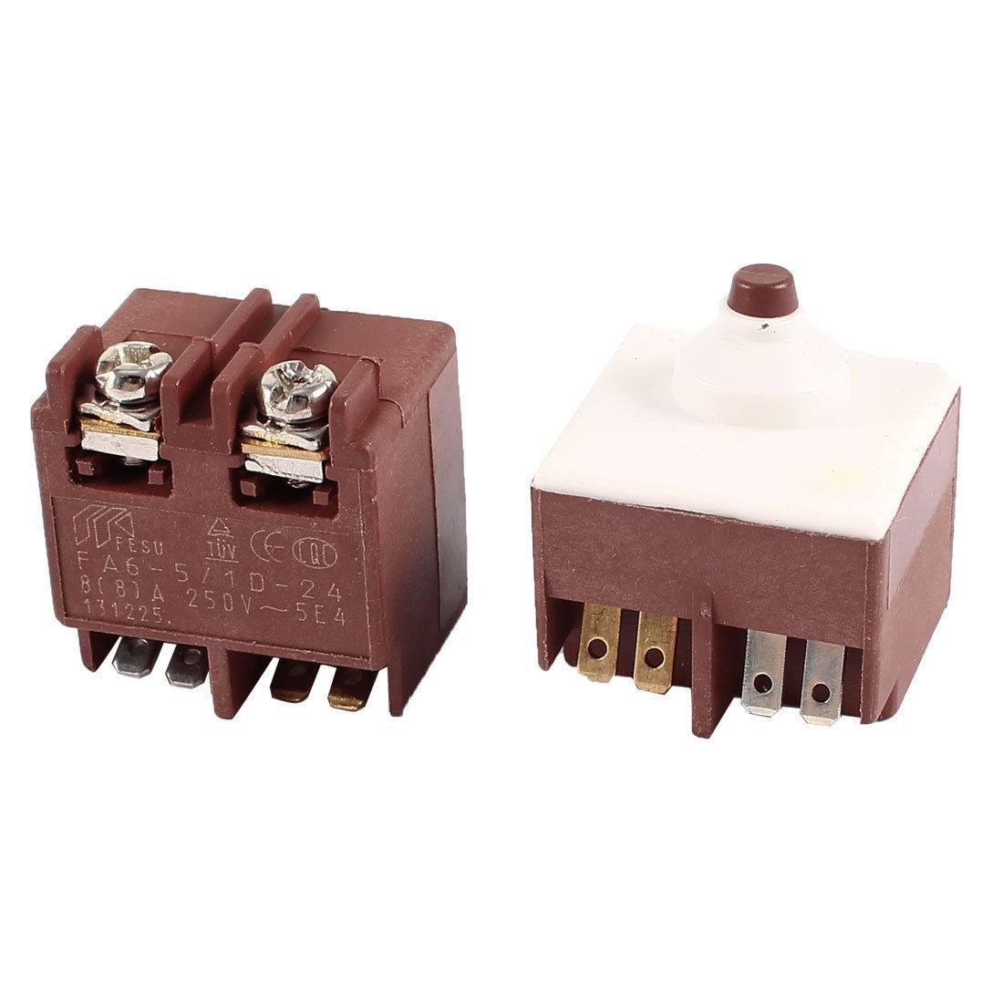 2 Pcs 250V AC 5A Momentary Contact Optional SPNO Push Button Switch FA6-5/1D-24