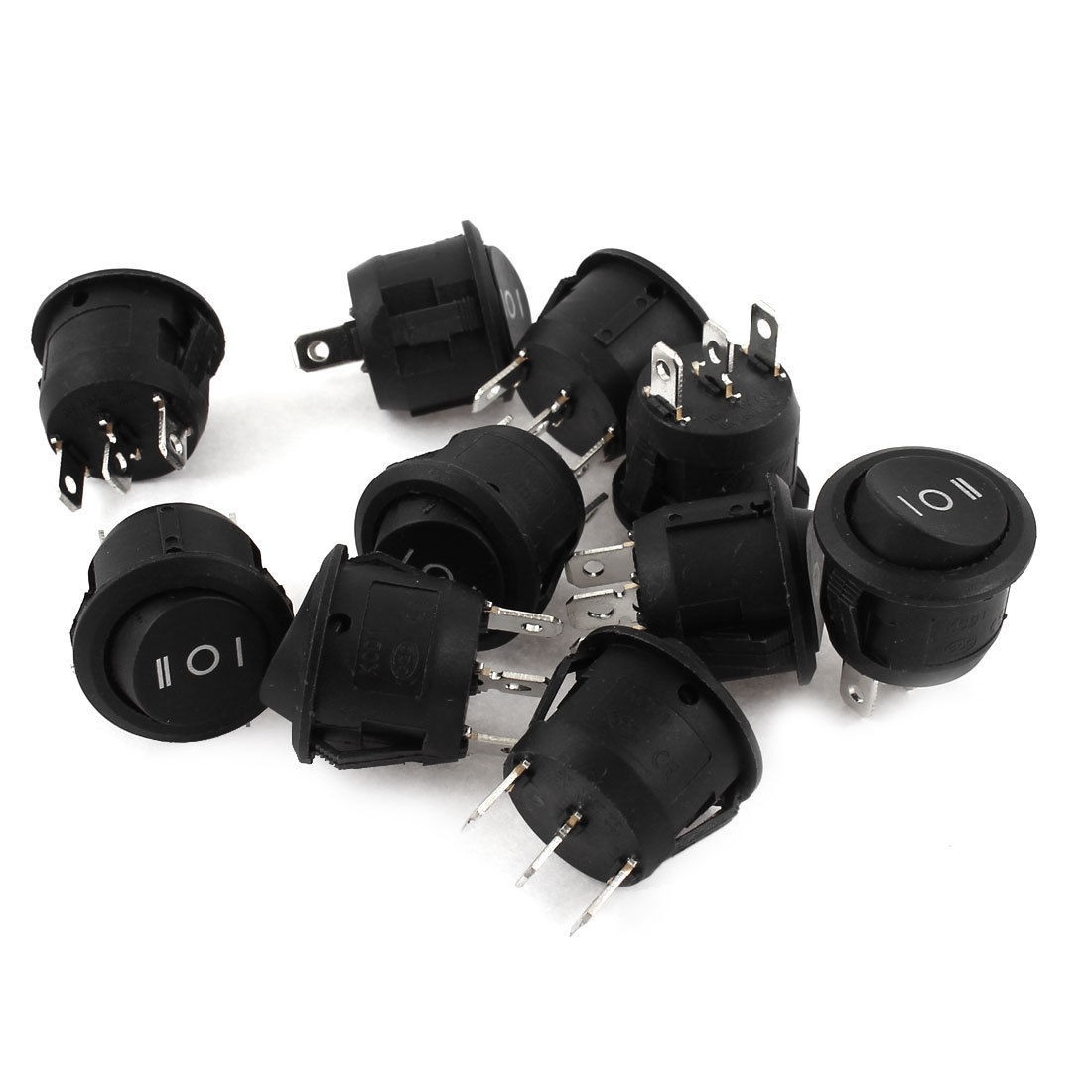 10 Pcs AC 6A/250V 10A/125V 3 Pin SPDT ON/OFF/ON Snap in Boat Rocker Switch