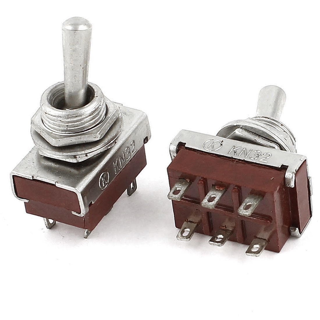 2 Pieces 6 Pin Terminals DPDT 2 Positions On Off Toggle Switches AC 250V 5A