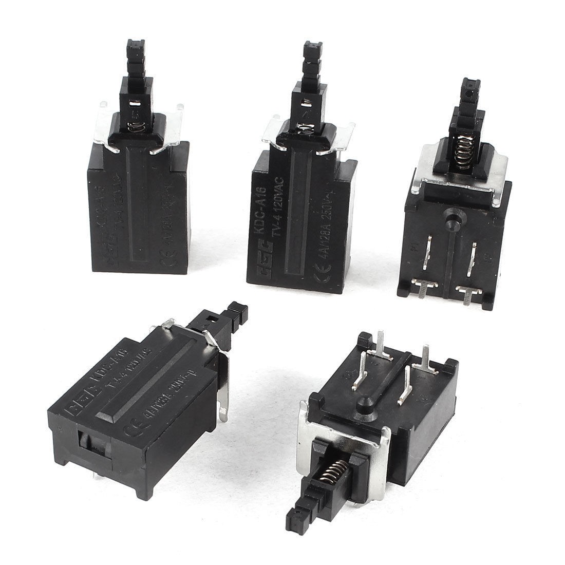 5 Pcs AC 250V 4A 4 Pin 4P SPDT Latching Push Button Power Switch Lock KDC-A16