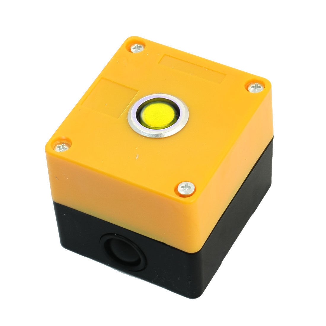 AC220V 5A SPDT 1NO 1NC Momentary Yellow Plastic Push Button Control Station