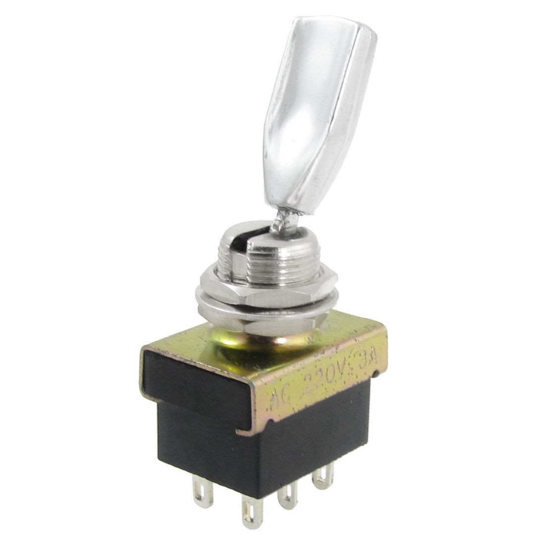 AC 220V 3A ON/OFF/ON 3 Way 2P2T DPDT 6 Solder Lug Terminals Toggle Switch