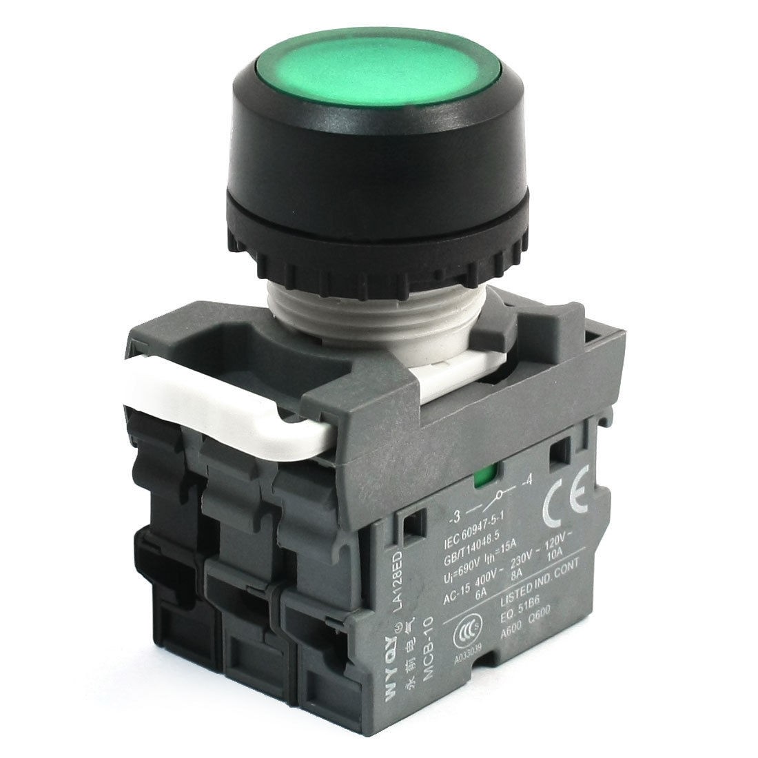 DPST Momentary Action Type Green Indicator Lamp Push Button Switch 690V 10A
