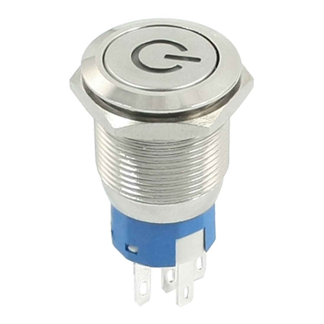 Blue LED DC12V 3A 19mm ON/OFF Locking Push Button Stainless Steel Switch