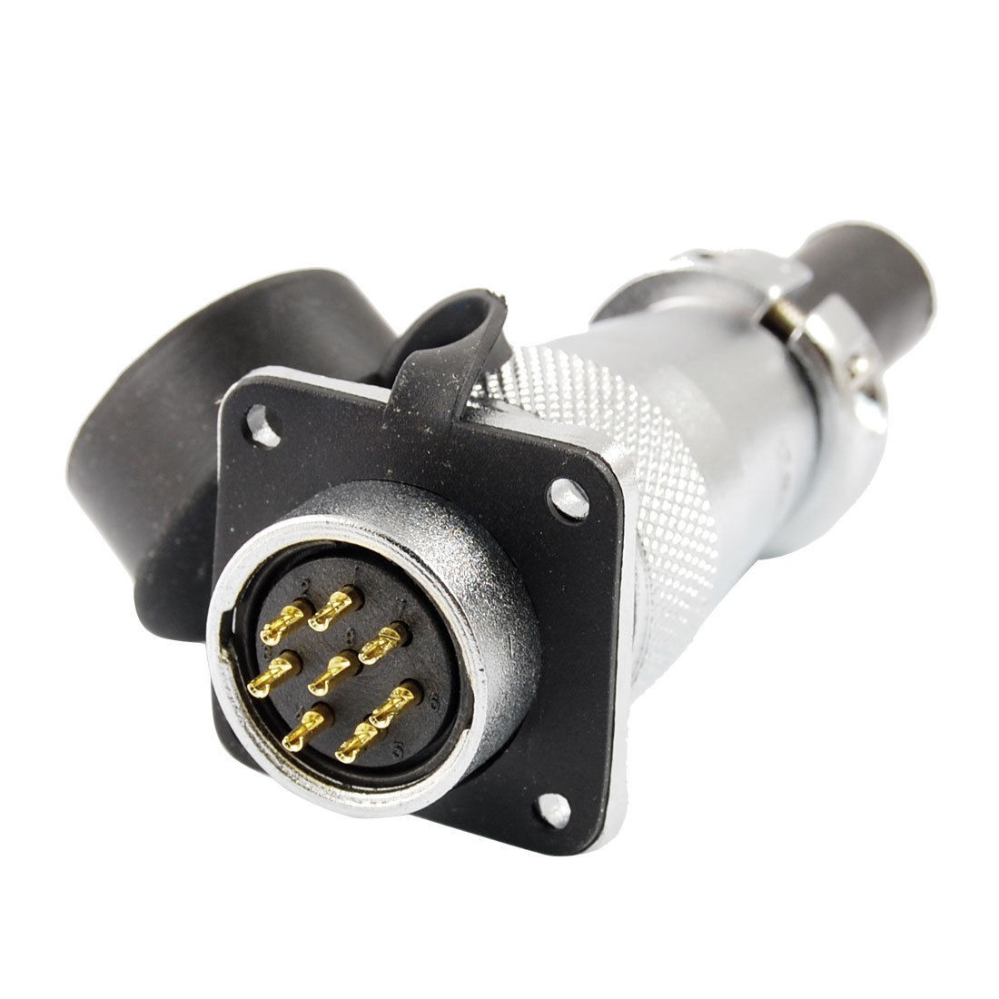 Waterproof Rubber Cover 8 Pin Cable Connector Plug 10A AC 250V