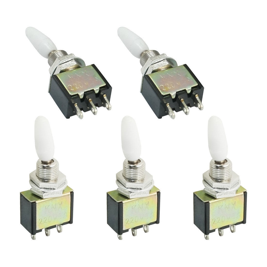 NO NC SPDT 2 Position Locking Electric Toggle Switch AC 220V 3A Black 5pcs