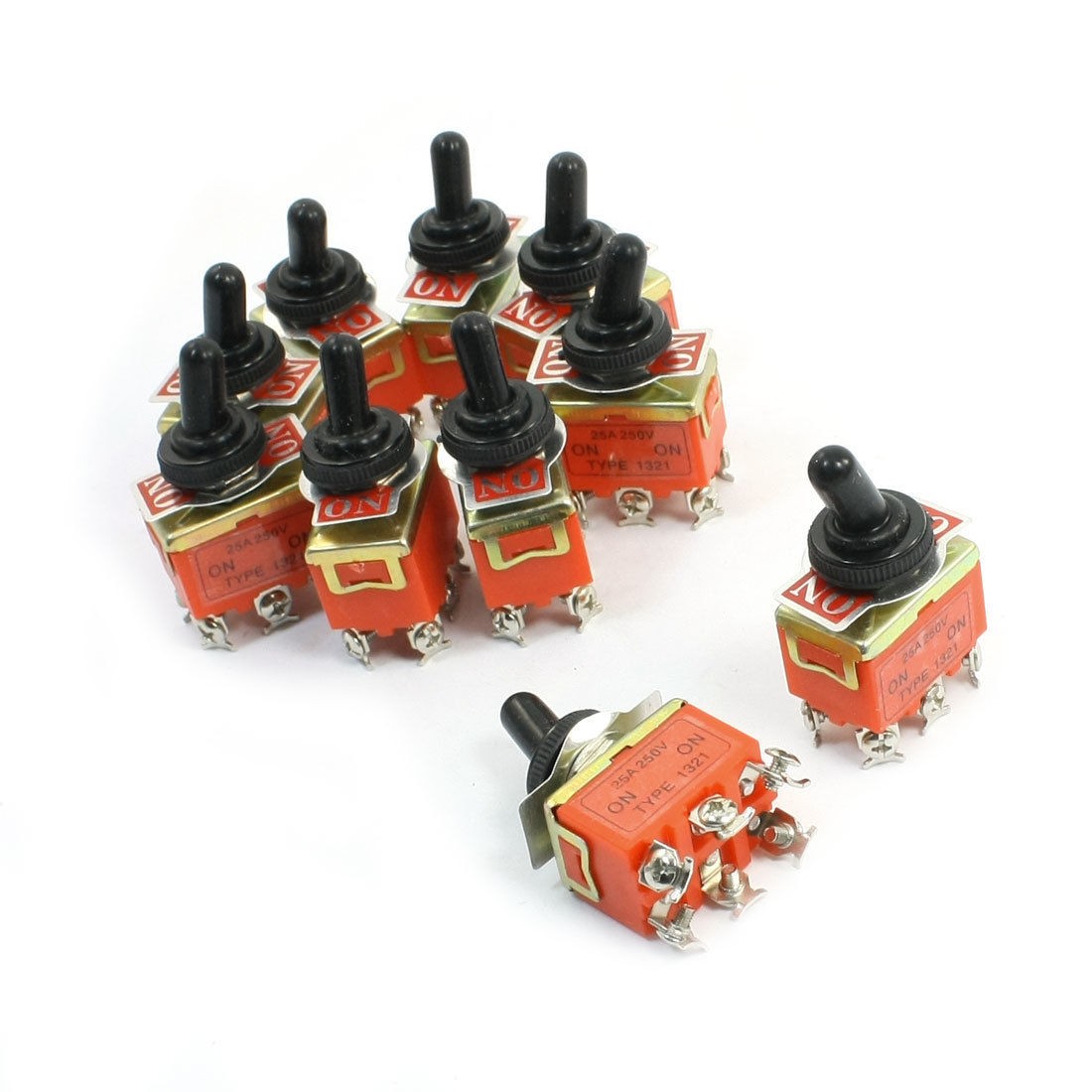 10Pcs Panel Mount DPDT On-On Dual Position Toggle Switch 250V 25A w Cover