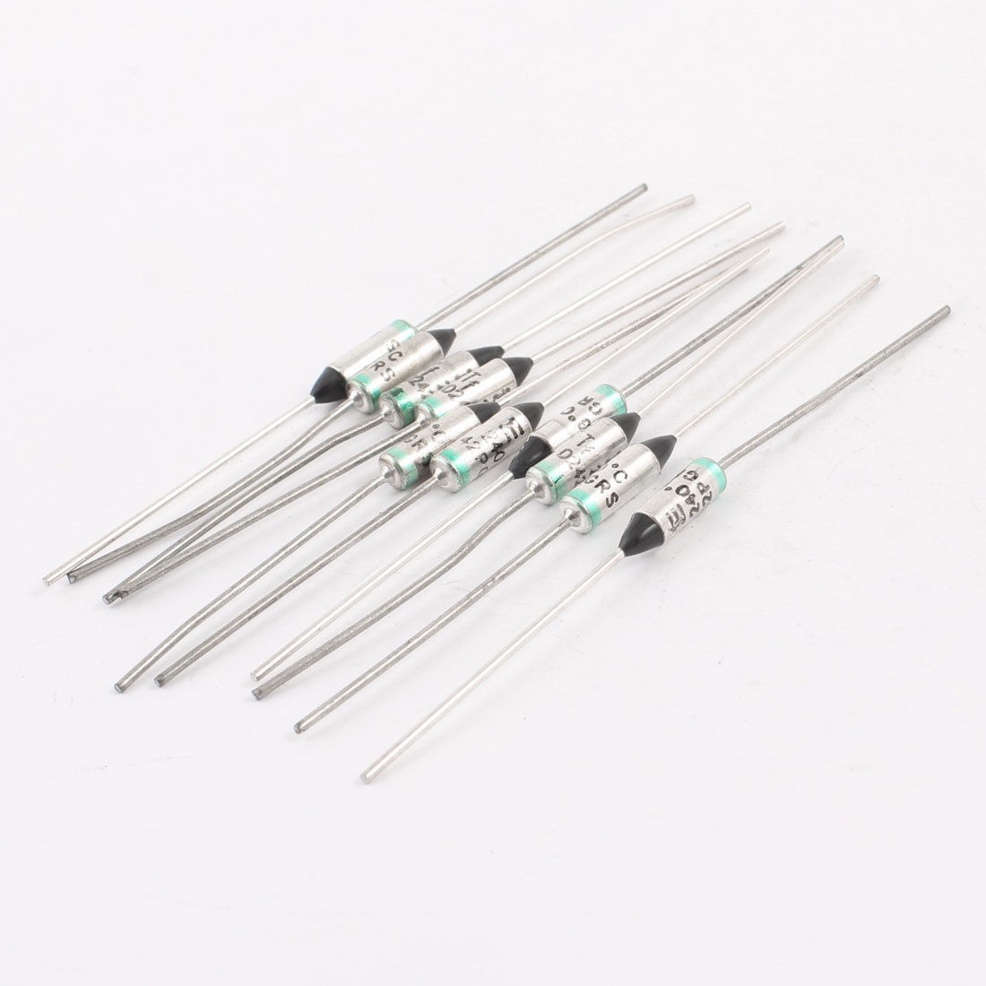 10 Pcs Axial Leads Metal 250V 10A 240 Celsius Temperature Thermal Fuses 3.3"