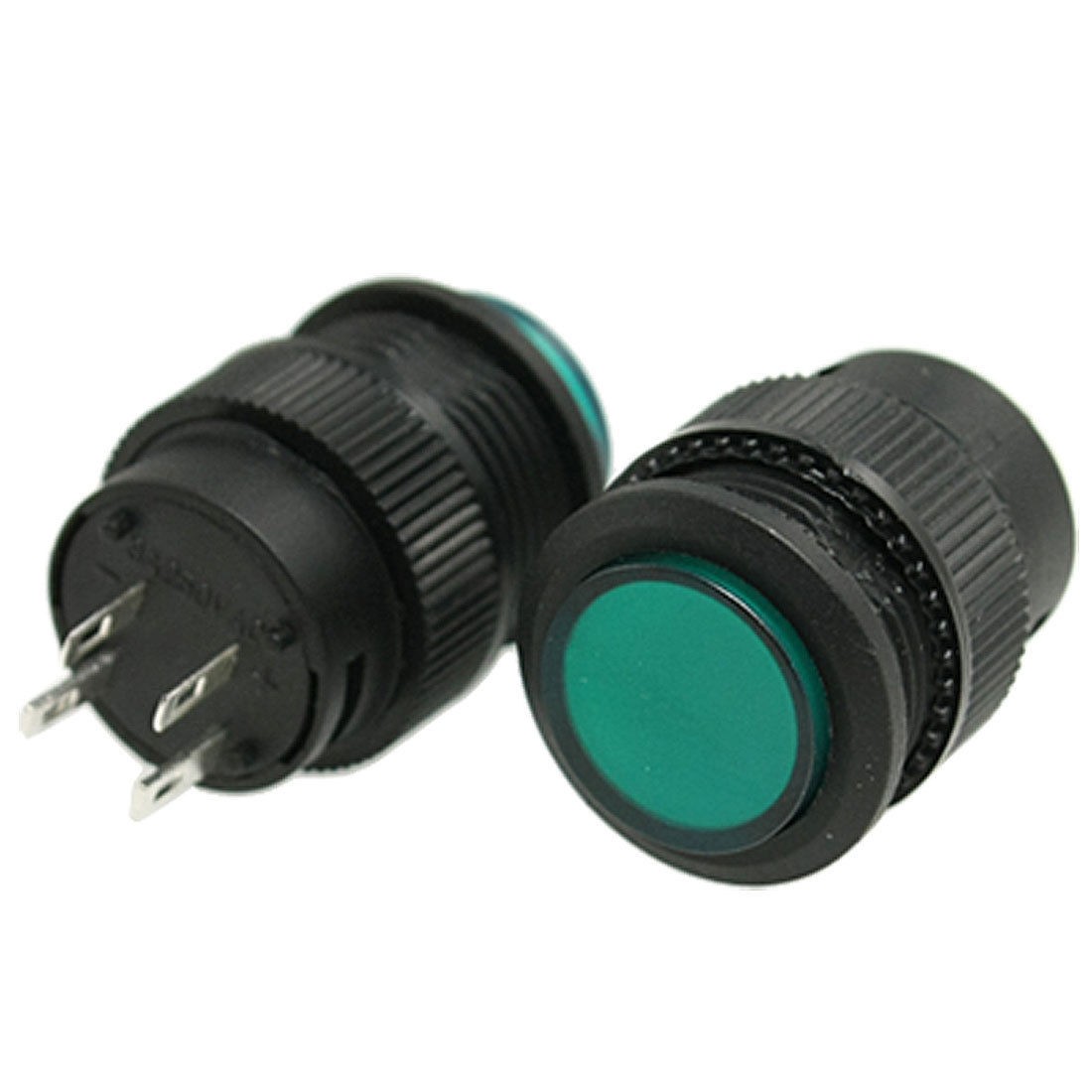 5 x 3A 250V AC SPST On/Off Latching NO Round Push Button Switch w Green Light