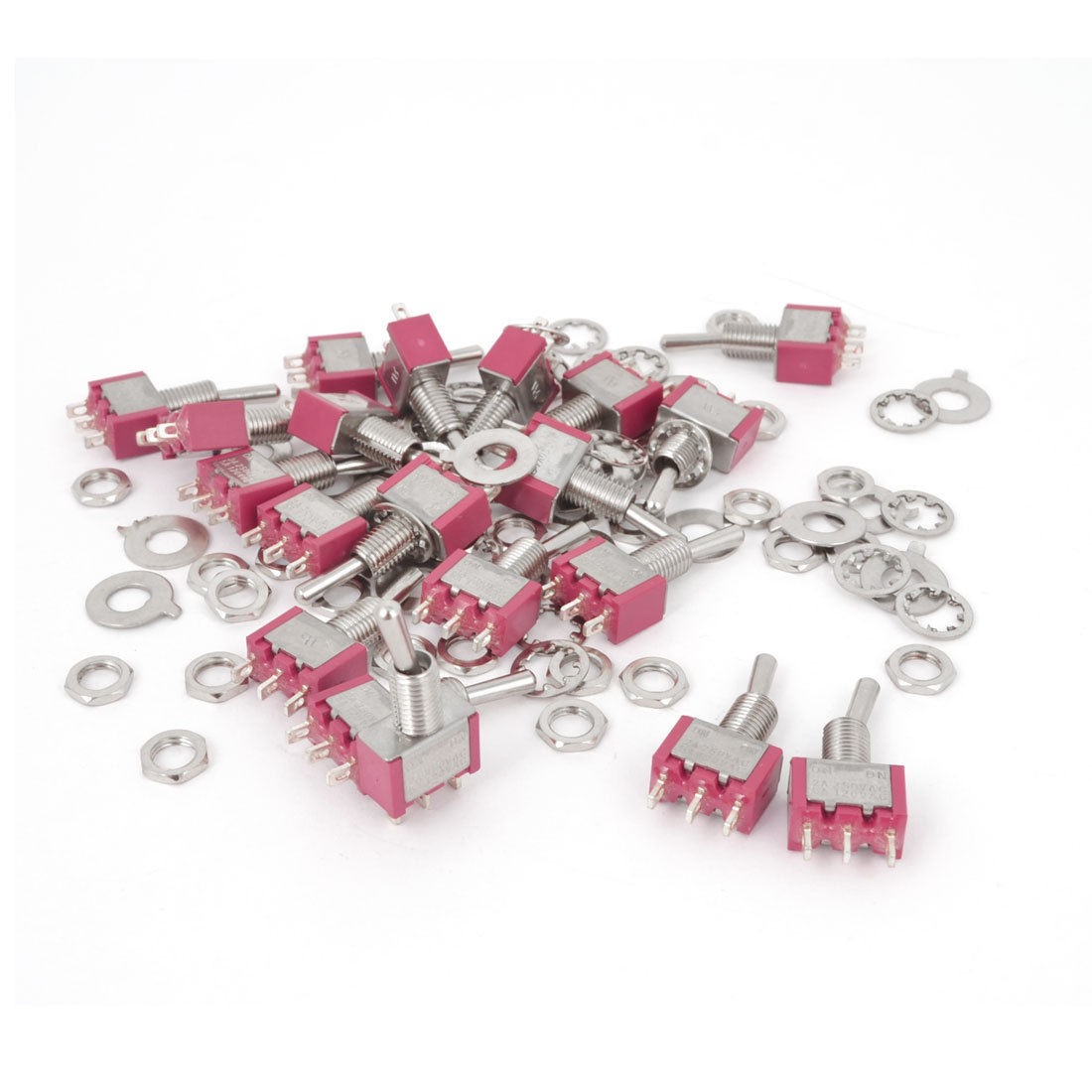 AC 250V 2A 120V 5A ON-ON SPDT Rocker Type Toggle Switch 20 Pcs