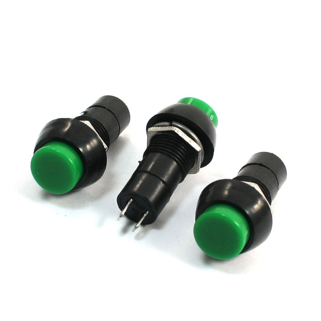 3Pcs SPST Momentary Power Control Green Push Button Switch AC 250V 3A